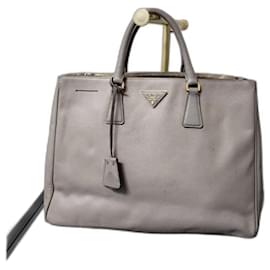 PRADA Große Doppelreißverschluss Tote Bag Saffiano Lux Bicolor Beige - Prada