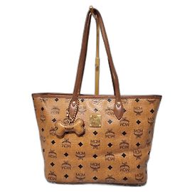 MCM Visestos Hundeknochen Einkaufstasche Cognac