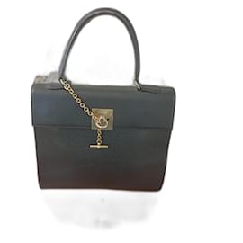 Céline Handtasche aus schwarzem Boxleder