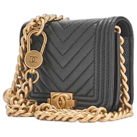 Chanel Boy Mini Banana Bag Schwarz Lammleder