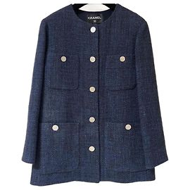 Chaqueta Chanel de lana azul marino FR 34