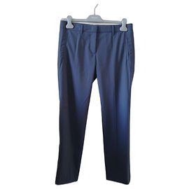 Pantalones rectos Prada azul marino de lana
