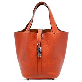 Hermès Orange Clemence Picotin Lock 18