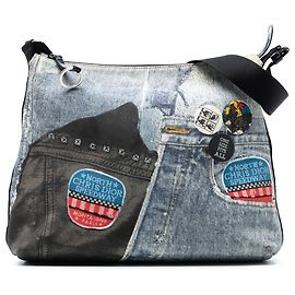 Dior Borsa a Tracolla in Denim Stampato Blu Speedway