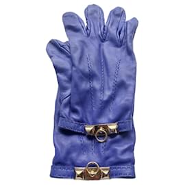 Hermès Handschuhe aus blauem Lammleder