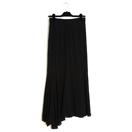 Chanel cerca de 1992 Saia Longa FR38 Maxi Preta de Lã Gipsy UK10 US6
