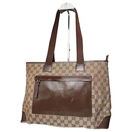 Borsa a mano vintage Gucci monogramma beige e marrone