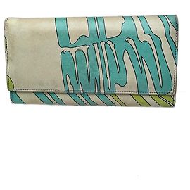 Vintage Emilio Pucci Blue White Green Leather Wallet