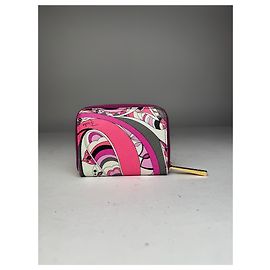 Vintage Emilio Pucci Leather Card Holder Purple Red White