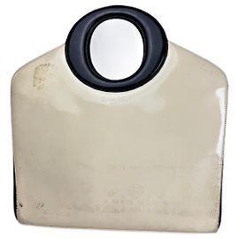 Bolsa de mão vintage Dior em couro envernizado preto e branco