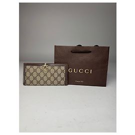 Portafoglio in pelle monogramma Gucci vintage grigio marrone