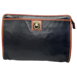 Céline Clutch in pelle vintage Celine nero e marrone