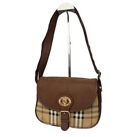 Borsa in pelle vintage Burberry 2Way a motivo Nova Check beige e marrone