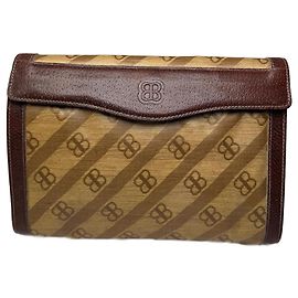 Bolso Clutch Mini de Cuero Monograma BB Vintage Balenciaga Marrón