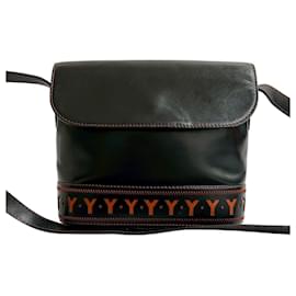 Sac à bandoulière en cuir perforé découpé Yves Saint Laurent