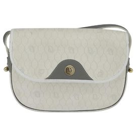 Christian Dior Vintage Honeycomb Flap Coated Canvas Long