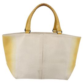 Borsa tote aperta con manico intrecciato in tela e pelle Bottega Veneta