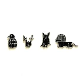 Chanel Set di 4 Spille Pin 2023 Argento Nero Smalto