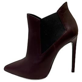 Saint Laurent Janis Chelsea stiletto ankle boot in burgundy