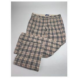 Pantalones anchos de algodón Novacheck para mujer Burberry vintage 38/M