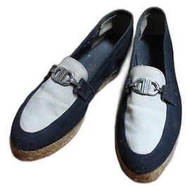 Espadrillas Dior in tessuto blu e bianco taglia 37