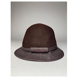 Vintage Dior Leder-Wollhut braun