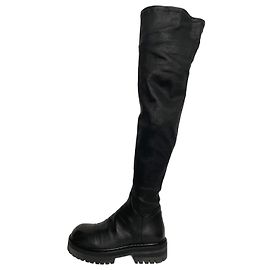 Botas altas Ann Demeulemeester de cuero stretch negro