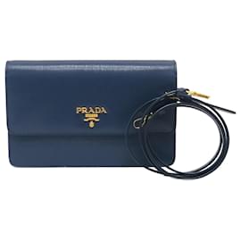 Prada 1BP016 Mini Borsa a Spalla in Pelle Blu