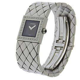 Chanel Matelassé Quarz Uhr aus Edelstahl mit Diamantlünette 19