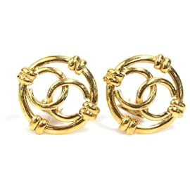 Chanel Coco Mark Metall Gold Clip Ohrringe