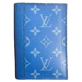 Louis Vuitton Taigarama Passport Cover Blue Leather