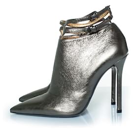Botas de tornozelo de couro metálico Bottega Veneta