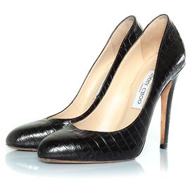 Jimmy Choo Absatzschuhe mit Krokodilprägung in Schwarz