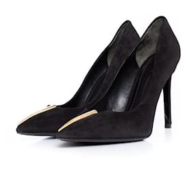 Zapato de tacón puntiagudo de ante negro Stella Luna