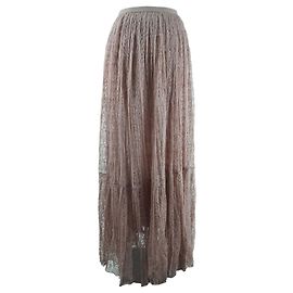 Falda maxi de seda melocotón con encaje Christian Dior