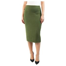 Falda midi de cachemira acanalada verde - talla M - Eric Bompard