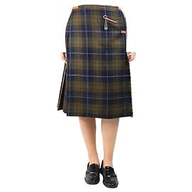 Autre Marque Kilt plissettato in tartan verde - taglia UK 16