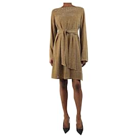 Vanessa Seward Gold Lurex Strickkleid - Größe UK 10