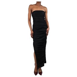 Khaite Schwarzes, trägerloses, gerafftes Midikleid - Größe UK 6