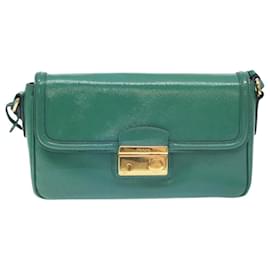 Borsa a spalla in pelle Saffiano verde lucido - Prada