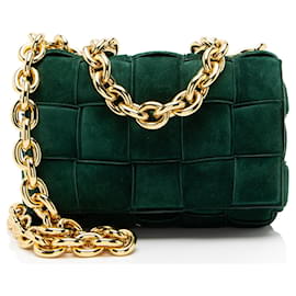 Borsa maxi a spalla in suede Cassette Chain di Bottega Veneta
