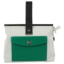Borsa Tote Bianca Christian Dior con Struttura Metallica e Manico Superiore