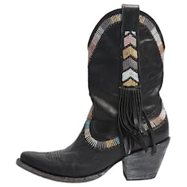 Botas de vaquero de cuero negro - talla EU 36 (UK 3) - Autre Marque