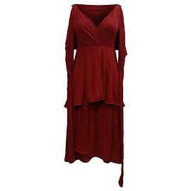 Vestido midi con volantes en poliéster rojo Jean Paul Gaultier Femme