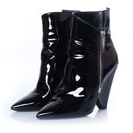 Botas Niki de cuero charol negro Saint Laurent