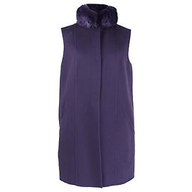 Chaleco de cachemira púrpura Loro Piana con cuello de piel