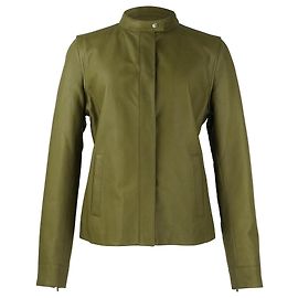 Loro Piana Olive Green Leather Jordan Touch Jacket with Detachable Sleeves