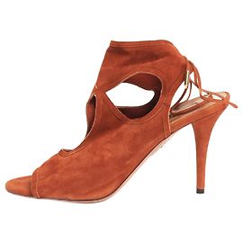 Aquazzura Décolleté in suede marrone con lacci - taglia EU 39 (UK 6)