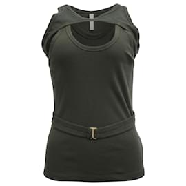 Débardeur en coton côtelé superposé Dion Lee en olive - Autre Marque