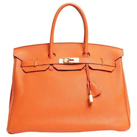 Bolsa Birkin 35 laranja 2010 em couro Clémence - Hermès